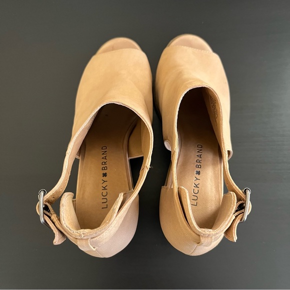 Lucky Brand Barimo Leather Peep Toe Ankle Fashion Heels - Picture 6 of 12